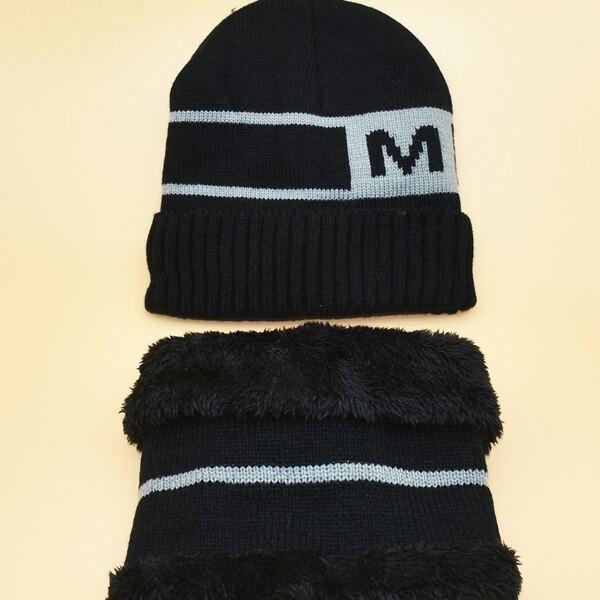 

Kids Letter Graphic Hat & Ring Scarf, Multicolor