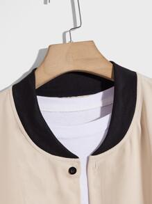 Manfinity Men Letter Graphic Baseball Collar Shirt & Drawstring Shorts Without Tee - Multicolor - View 4