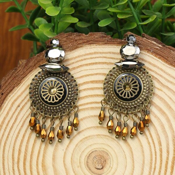 

Bead Decor Vintage Earrings, Ancient bronze