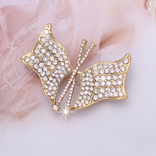 

Rhinestone Decor Brooch, Gold