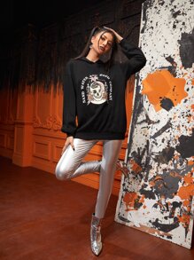 Araustudio Letter & Skull Print Sweatshirt - Black - View 3