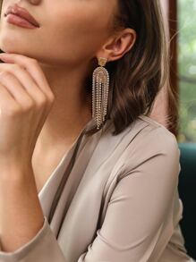 MOTF PREMIUM 水鑽流蘇耳墜 - 金黃色 - 查看 3