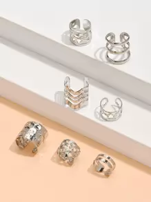 7 cái Rỗng Ra Tai Cuff - Bạc - Xem 1