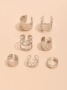 7 cái Rỗng Ra Tai Cuff - Bạc - Xem 2