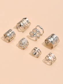 7 cái Rỗng Ra Tai Cuff - Bạc - Xem 3