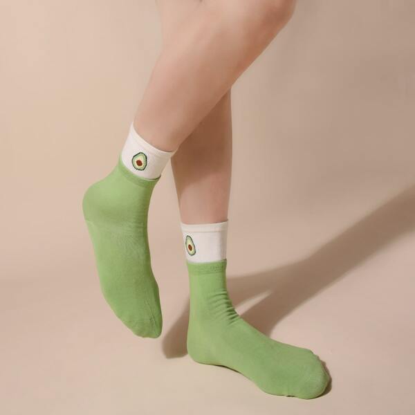 

Avocado Print Crew Socks, Multicolor