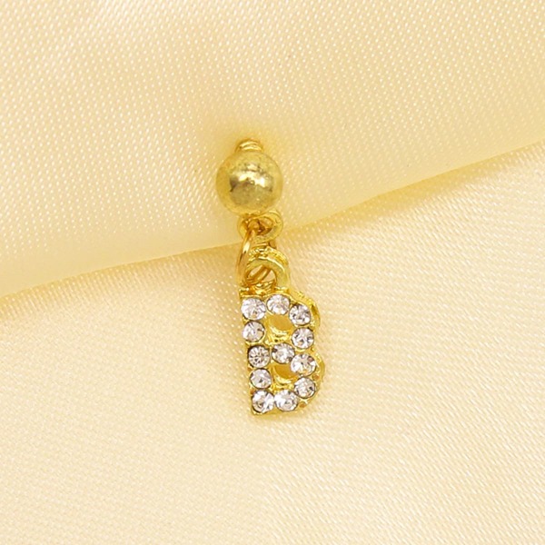 

1pc Rhinestone Letter Charm Earring, Gold