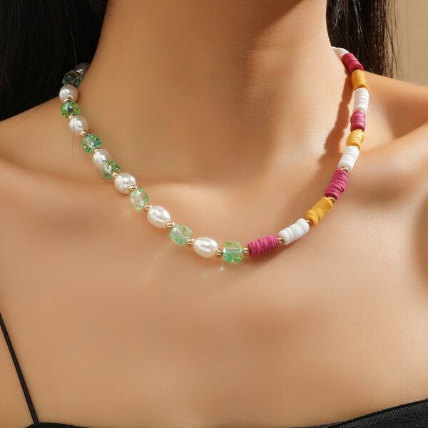 

Faux Pearl Decor Necklace, Multicolor