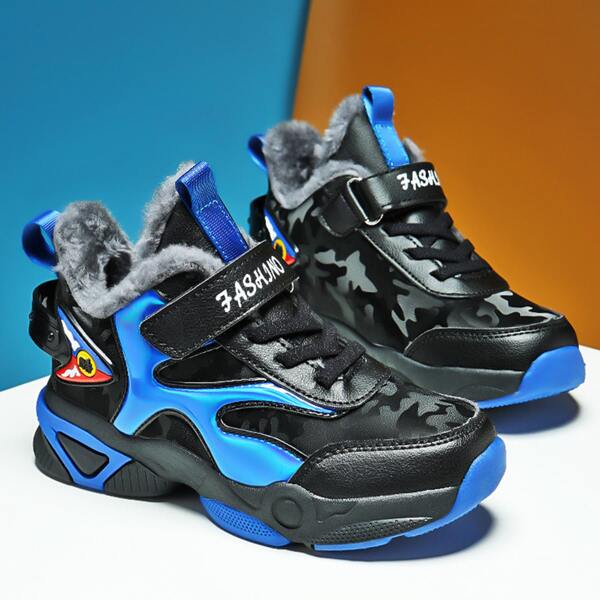 

Boys Letter Graphic Velcro Strap Sneakers, Black