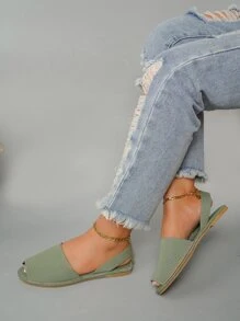 Minimalist Slingback Sandals - Green - View 2