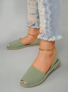 Minimalist Slingback Sandals - Green - View 3