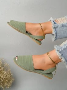 Minimalist Slingback Sandals - Green - View 4