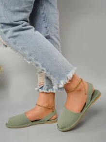Minimalist Slingback Sandals - Green - View 5