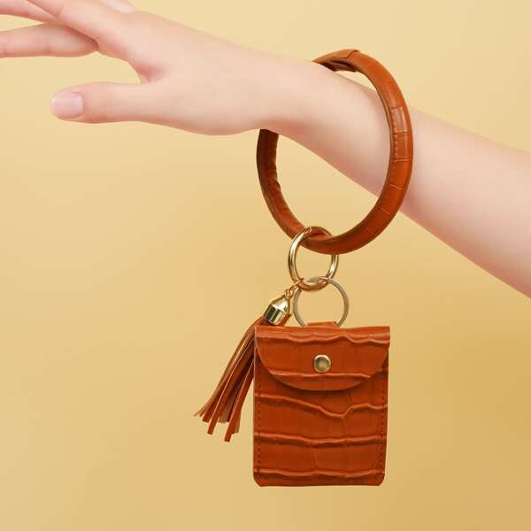 

Bag Charm Keychain, Brown