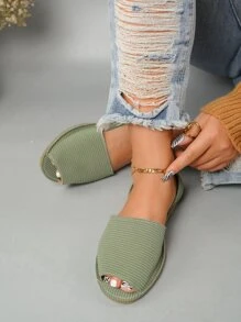 Minimalist Slingback Sandals - Green - View 7