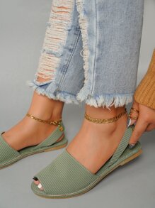 Minimalist Slingback Sandals - Green - View 8