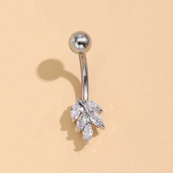 

Zircon Navel Belly Ring, Silver