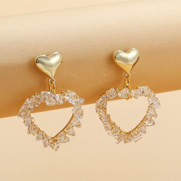 

Heart Drop Earrings, Gold