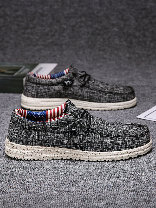 Men's Lace Up Front Loafer Shoes, Casual Lightweight Linen Outdoor Lace Up Sneakers