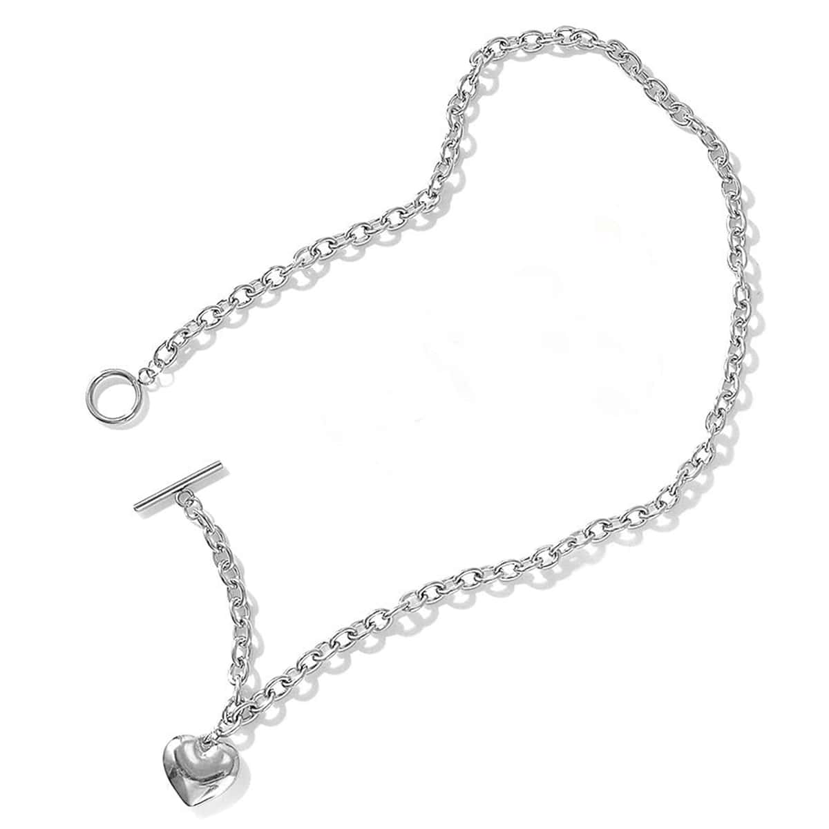 

Heart Decor Chain Necklace, Silver