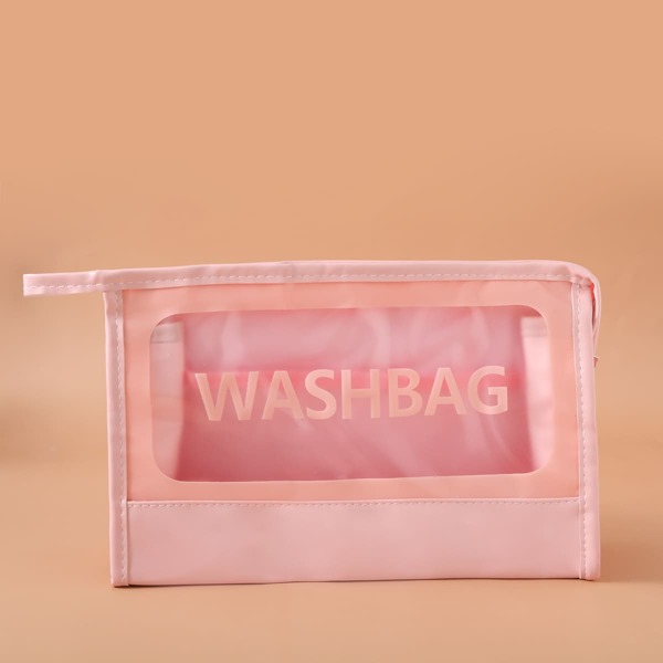 

Letter Graphic Zipper Makeup Bag, Pink