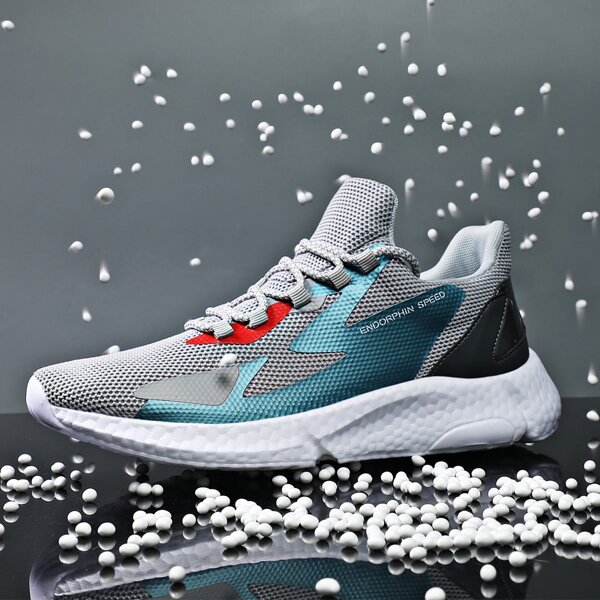 

Men Colorblock Lace Up Decor Knit Sneakers, Grey