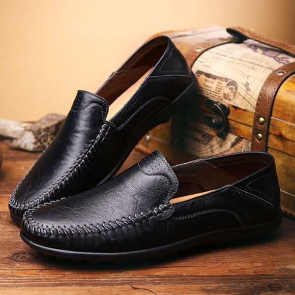 

Men Stitch Trim Dress Shoes, Black