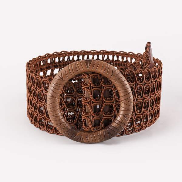 

Round Buckle Hollow Out Belt, Brown