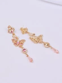 Bông tai thả bướm Rhinestone - Vàng - Xem 4