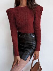 Solid Puff Sleeve Jumper