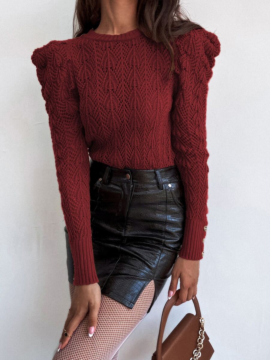 Solid Puff Sleeve Jumper
