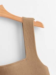 Franclia Top unicolor tejido de canalé - Marrón - Ver 4