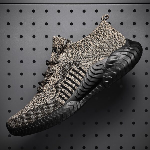 

Men Striped Pattern Knit Sneakers, Khaki