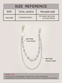 Rhinestone Decor Layered Pants Chain Street Halloween Summer, School Fall, Autumn, Halloween - Silver - View 4