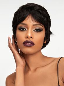 Natural Curly Human Hair Bangs Wig 100% Density Natural Black Short Wig For Women Human Hair Wig - SNatural - View 2