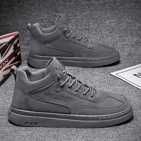 

Men Letter Graphic Lace-up Front Skate Shoes, Dark grey