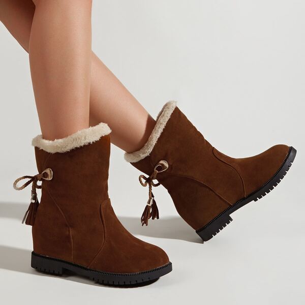 

Tassel Decor Snow Boots, Brown