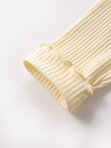 SHEIN Baby Girl 3pcs Ribbed Knit Lettuce Trim Leggings - Multicolor - View 6