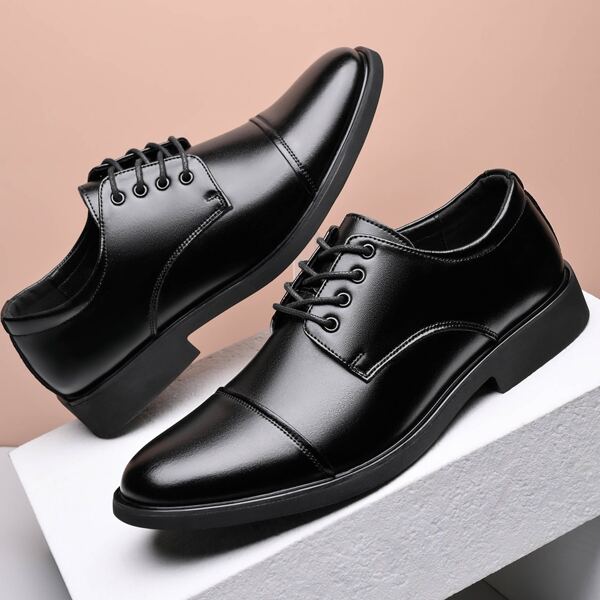 

Men Minimalist Lace-up Front Dress Shoes, Black