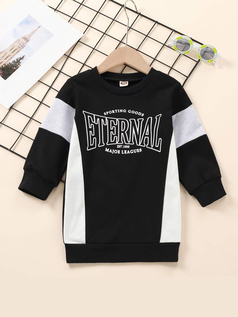 Niñitas Sudadera con estampado de letra de color combinado - Multicolor - Ver 1