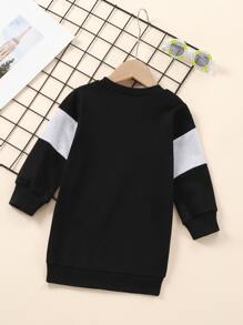 Niñitas Sudadera con estampado de letra de color combinado - Multicolor - Ver 2