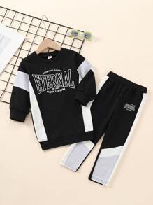 Niñitas Sudadera con estampado de letra de color combinado - Multicolor - Ver 3