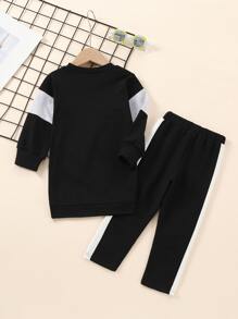 Niñitas Sudadera con estampado de letra de color combinado - Multicolor - Ver 4