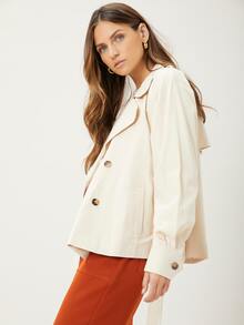 MOTF PREMIUM 腰帶風衣外套 - 米色 - 查看 5