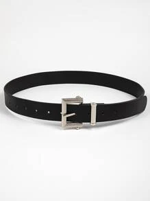 件方扣 PU 皮帶，適合日常搭配褲子或連身裙 - 黑色 - 查看 2