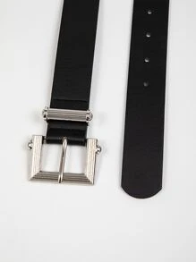 件方扣 PU 皮帶，適合日常搭配褲子或連身裙 - 黑色 - 查看 3