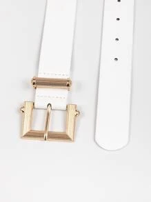 1 Thắt lưng da Pu khóa vuông, thích hợp để mặc hàng ngày với quần hoặc váy - trắng - Xem 3