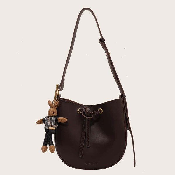 

Minimalist Knot Decor Saddle Bag, Coffee brown