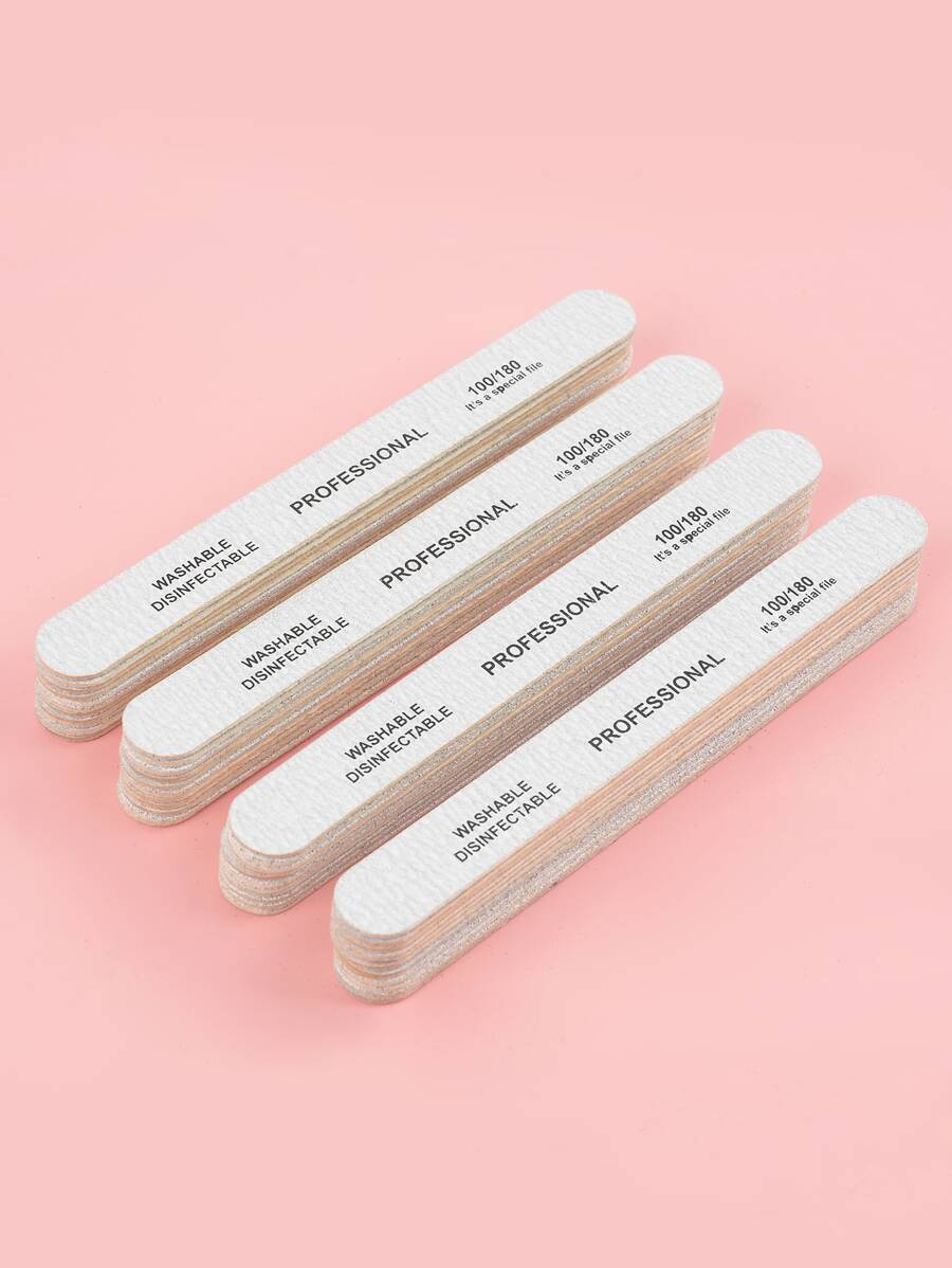 klimonla 專業木指甲銼雙面木金剛砂板，適用於天然和亞克力砂礫100入組、180入組、10入組灰色斑馬紋 - 淺灰色 - 查看 1