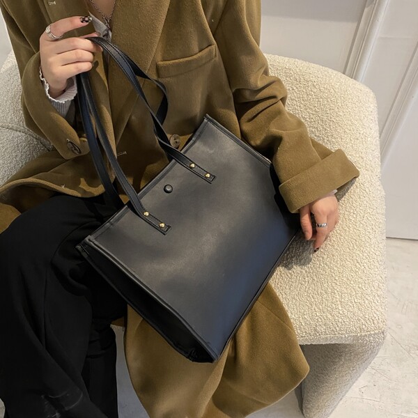 

Minimalist Large Capacity Shoulder Tote Bag, Black